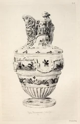 Geschichte der Keramikkunst: Eine beschreibende und philosophische Studie der Töpferei aller Zeiten und Nationen: Spanien: Talavera de la Reyna- Fayence- Kanne (Tafel X)