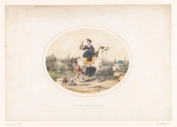 Edelfrau mit Falke zu Pferd