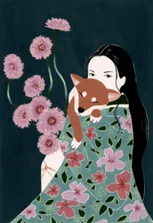 Frau mit Shiba Inu