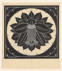 Blume in quadratischem Rahmen mit Sternformen
