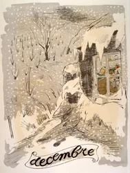 Humorvolle Weinillustration 1946. Illustration von Julien Pavil