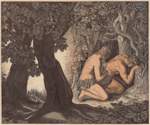 Adam und Eva verstecken sich im Garten, Genesis, III, 8