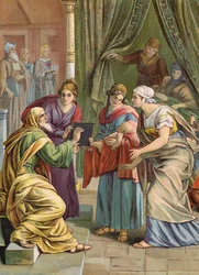Die Geburt Johannes des Täufers (Farblithografie)