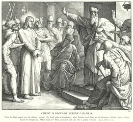 Christus wird vor Kaiphas gebracht (Stich)