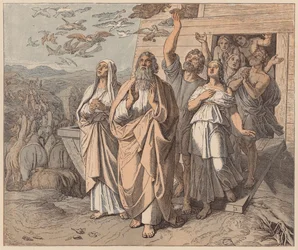 Noah und seine Familie verlassen die Arche, Genesis, VIII