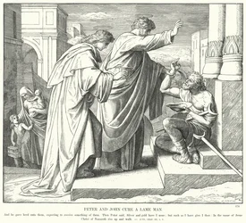 Petrus und Johannes heilen einen Lahmen (Gravur)