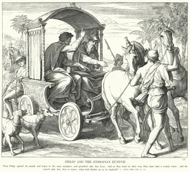 Philippus und der äthiopische Eunuch (Gravur)