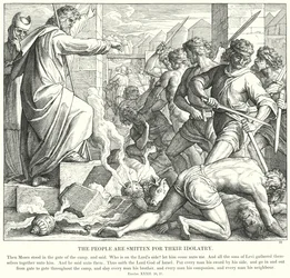 Das Volk wird für seinen Götzendienst bestraft (Gravur)