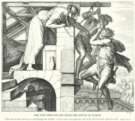 Die zwei Spione entkommen aus dem Haus Rahabs