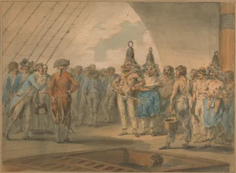 Überquerung der Linie Zeremonie an Bord des Schiffes, "Vestal"