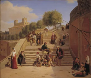 Die oberen Stufen der Spanischen Treppe in Rom
