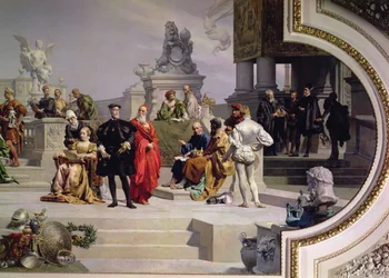 Patronage der Künste durch das Haus Habsburg: linker Teil eines Deckenbildes, 1891