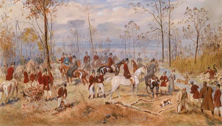 Die Jagd. Aquarell auf Papier, um 1890. Österreichische Kunst