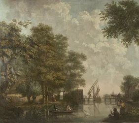 Drei Wandgemälde einer holländischen Landschaft