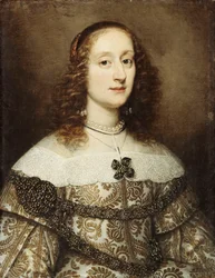 Porträt einer Dame, halblang, in einem goldbestickten Kleid