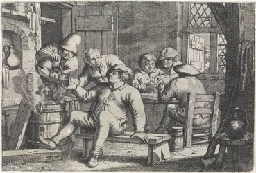 Interieur mit kartenspielenden Bauern