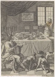 Zoilus sitzt an einem gedeckten Tisch (De Gustibus non est disputandum)