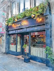 Charmante Blaue Ladenfront