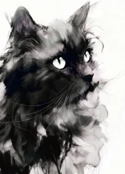 Geheimnisvolles Schwarzes Katzenporträt