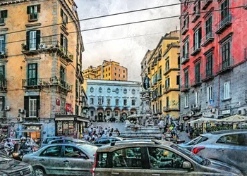 Neapel Stadt Aquarellkunst Italien (13)