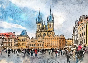 Prag Tschechien Aquarellmalerei Stadt Kunst (28)