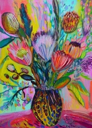 Lebendiger Protea-Strauß