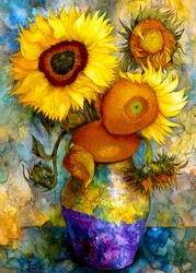 Lebendiges Sonnenblumen-Stillleben