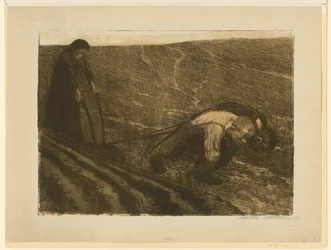 Pflugzieher und Weib (Verworfene Arbeit zu Blatt 1 aus „Bauernkrieg“, 2. Zustand)