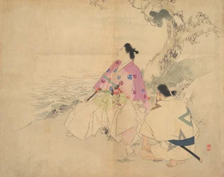 Zwei Männer an einem Fluss, spätes 19. - frühes 20. Jahrhundert