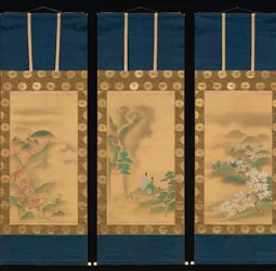 Nunobiki-Wasserfall, Berg Yoshino und Tatsuta-Fluss, nach 1709