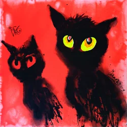 Leuchtende Augen schwarzer Katzen