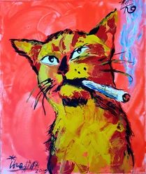 Coole Katze Raucht Joint
