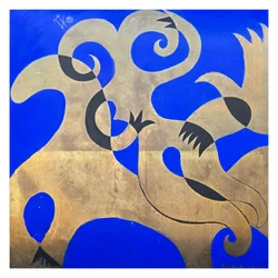 Dynamische Gold-Blaue Formen