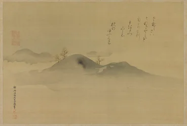 Immergrüne auf fernen Hügeln, Edo-Periode, 1665