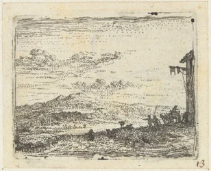 Italienisierende Landschaft mit Wagen bei Herberge