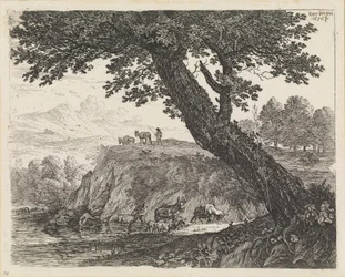 Landschaft mit zwei Maultiertreibern