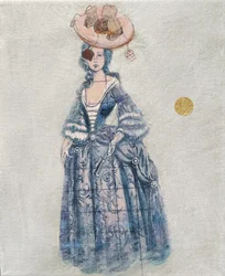 Verspielte blaue Rokoko-Dame