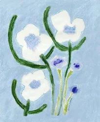Blaue Pastellblumen