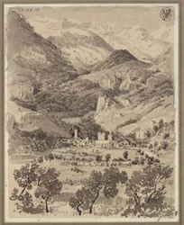 Ansicht von Brig mit Umgebung im Schweizer Kanton Wallis
