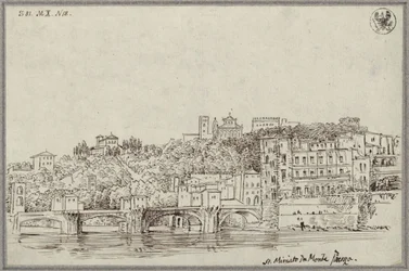 Blick über den Arno auf San Miniato al Monte in Florenz