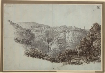 Blick vom Monte Catillo nach Westen über das Tal des Anio (Aniene) hinweg auf Tivoli