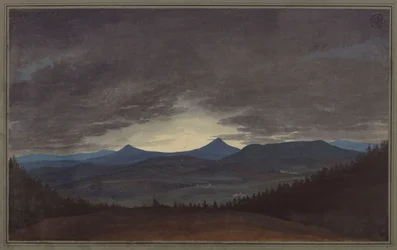 Böhmische Gebirgskette in der Abenddämmerung