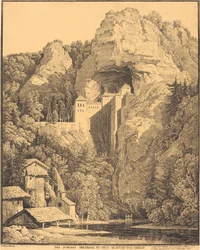 Das Schloss Predjama in Carniola, zwölf Stunden von Triest