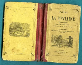 Buchcover der Fabeln von La Fontaine, illustriert von Karl Girardet, Mame in Tours