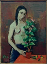 Mädchen mit Blumentopf