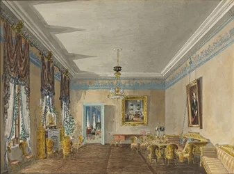 Salon im Haus von Prinzessin Anna Gagarina in Petersburg, 1799