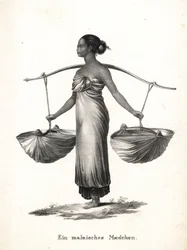 Malaiisches Mädchen mit hochgebundenem Haar, das Turnschuhe trägt