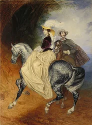 Die Reiter. Porträt von Eugeny und Emily Mussard, 1849