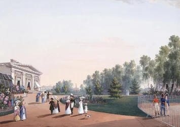 Ansicht des Parks in der Nähe des Jelagin-Palastes