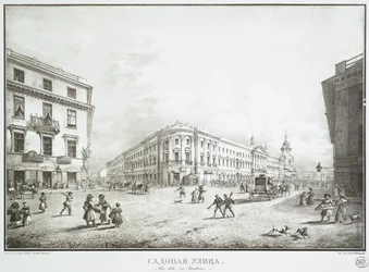 Ansicht der Sadovaya-Straße in Sankt Petersburg, Mitte des 19. Jahrhunderts